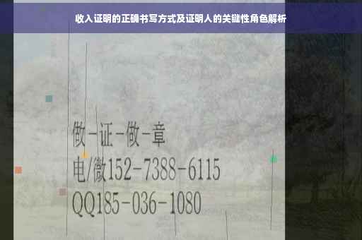 收入证明的正确书写方式及证明人的关键性角色解析