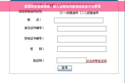 股票投资策略揭秘，收入证明如何展现投资实力与智慧