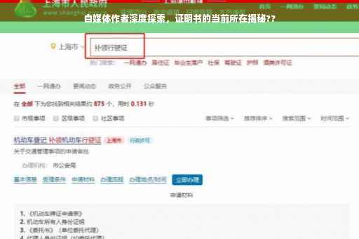 自媒体作者深度探索，证明书的当前所在揭秘??