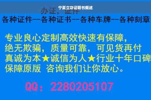 宁夏立功证明书概述