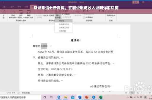 签证申请必备资料，在职证明与收入证明详解指南