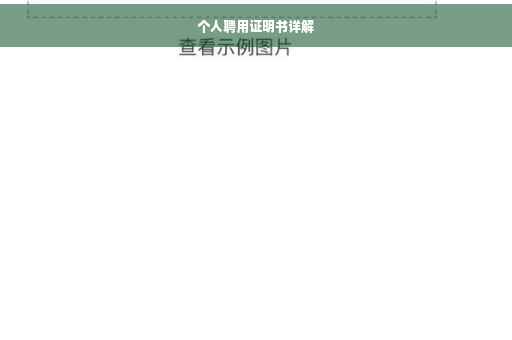 个人聘用证明书详解