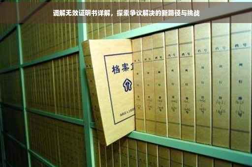 调解无效证明书详解，探索争议解决的新路径与挑战