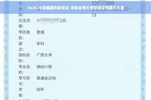362528是哪里的身份证-吉安自考大专毕业证书图片大全