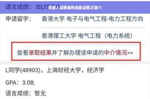 无收入证明者的自我证明之道??