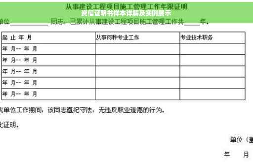 资信证明书样本详解及实例展示