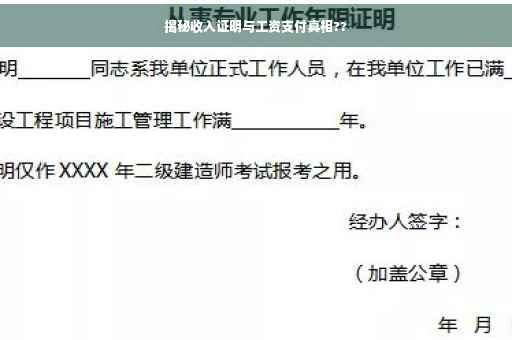 揭秘收入证明与工资支付真相??