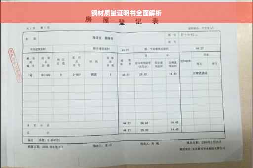 钢材质量证明书全面解析