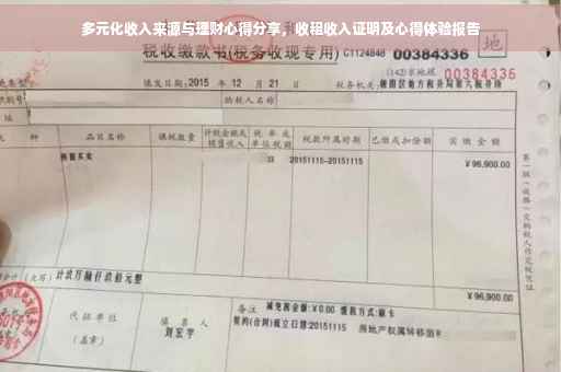 多元化收入来源与理财心得分享，收租收入证明及心得体验报告