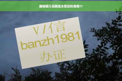 揭秘银行高额流水背后的真相??