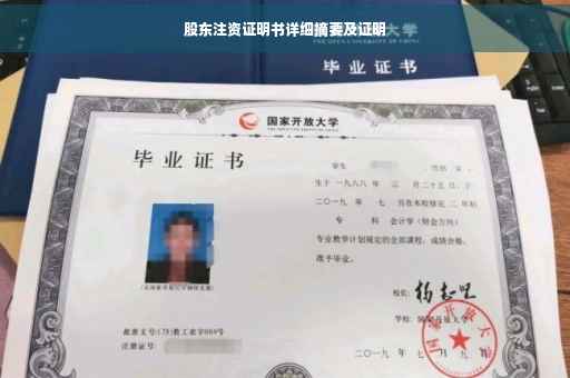 股东注资证明书详细摘要及证明