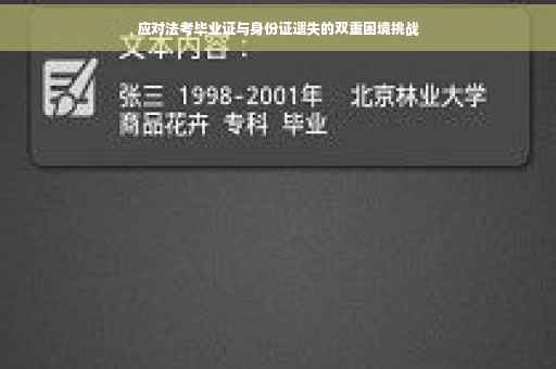 应对法考毕业证与身份证遗失的双重困境挑战