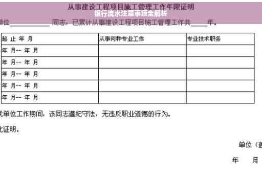 银行流水注意事项全解析