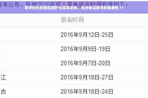 数字时代的隐私保护与信息安全，无涉密证明书的重要性 ??