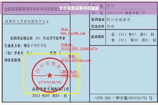 合伙投资证明书权威版