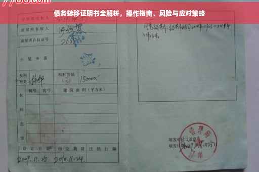 债务转移证明书全解析，操作指南、风险与应对策略