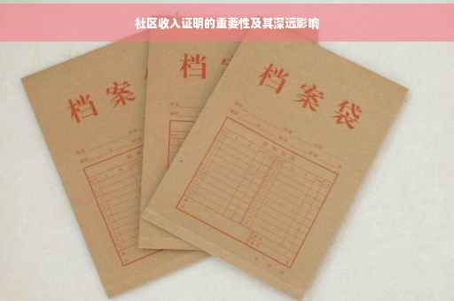 社区收入证明的重要性及其深远影响