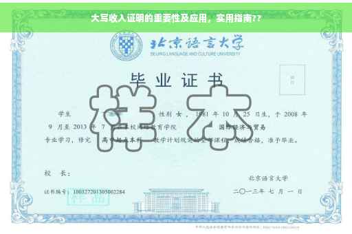 大写收入证明的重要性及应用，实用指南??