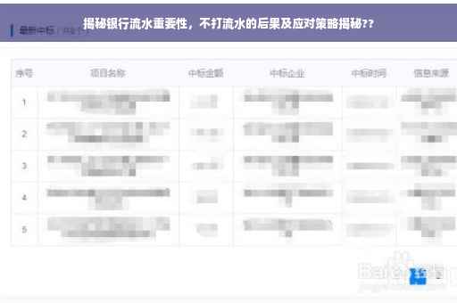 揭秘银行流水重要性，不打流水的后果及应对策略揭秘??