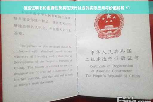 档案证明书的重要性及其在现代社会的实际应用与价值解析 ?✨