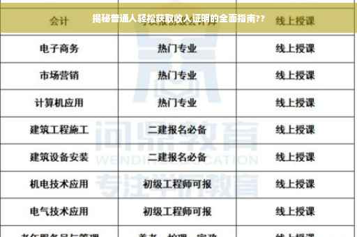 揭秘普通人轻松获取收入证明的全面指南??