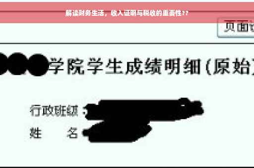 解读财务生活，收入证明与税收的重要性??