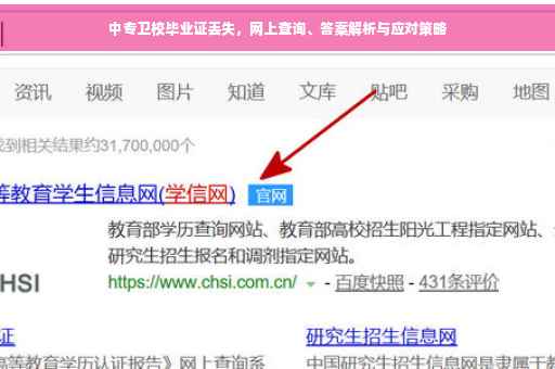 中专卫校毕业证丢失，网上查询、答案解析与应对策略