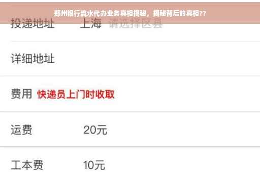郑州银行流水代办业务真相揭秘，揭秘背后的真相??