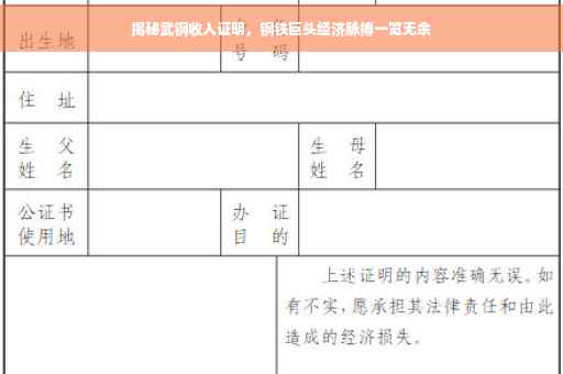 揭秘武钢收入证明，钢铁巨头经济脉搏一览无余
