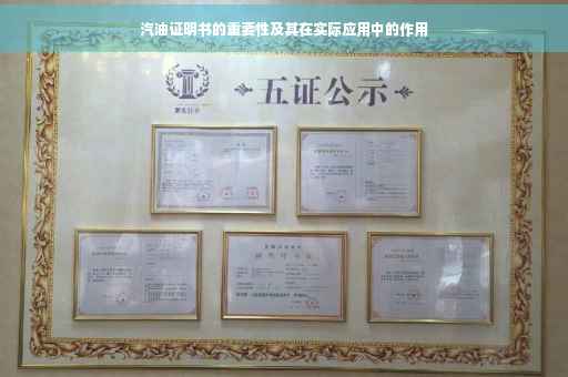 汽油证明书的重要性及其在实际应用中的作用
