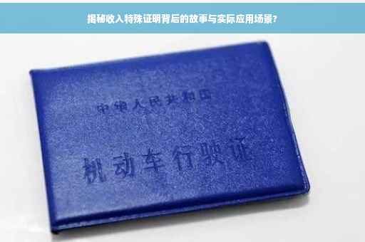 揭秘收入特殊证明背后的故事与实际应用场景?