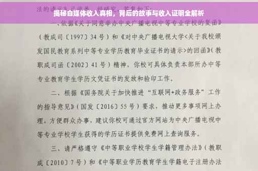 揭秘自媒体收入真相，背后的故事与收入证明全解析