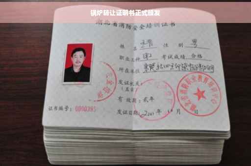锅炉转让证明书正式颁发