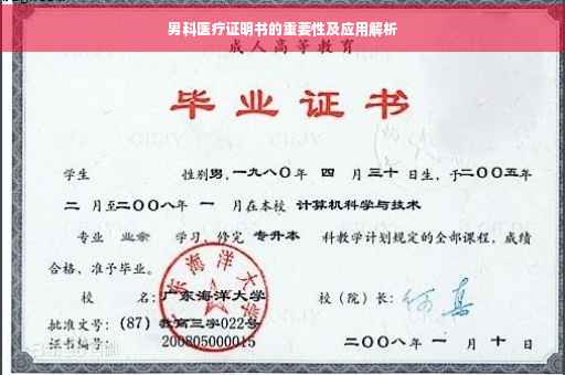 男科医疗证明书的重要性及应用解析