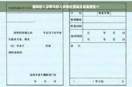 揭秘收入证明与收入声明的奥秘及其重要性??