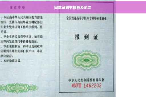 同意证明书模板及范文
