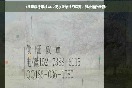 ?建设银行手机APP流水账单打印指南，轻松操作步骤?