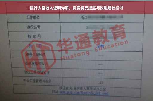 银行大堂收入证明详解，真实情况披露与改进建议探讨