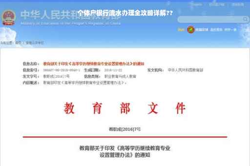 个体户银行流水办理全攻略详解??