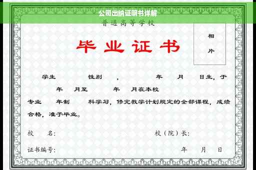 公司出纳证明书详解