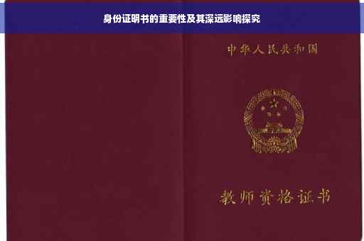 身份证明书的重要性及其深远影响探究