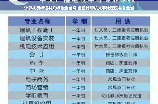 计算机等级证书几级含金量高,全国计算机文字处理证书含金量