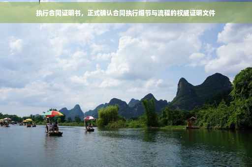 执行合同证明书，正式确认合同执行细节与流程的权威证明文件