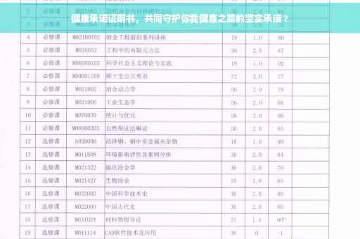 健康承诺证明书，共同守护你我健康之路的坚实承诺 ?