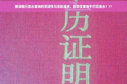 解读银行流水查询的灵活性与实际需求，能否仅查询不打印流水？??
