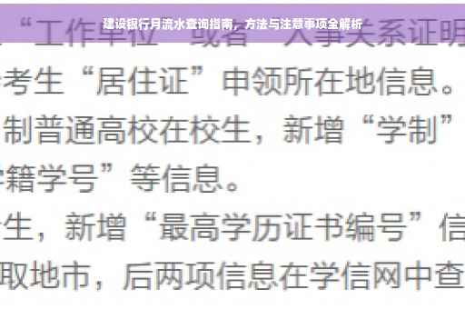 建设银行月流水查询指南，方法与注意事项全解析