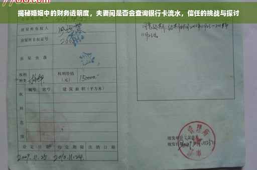 揭秘婚姻中的财务透明度，夫妻间是否会查询银行卡流水，信任的挑战与探讨
