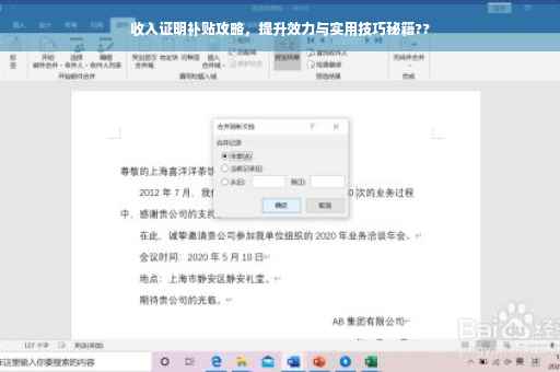 收入证明补贴攻略，提升效力与实用技巧秘籍??