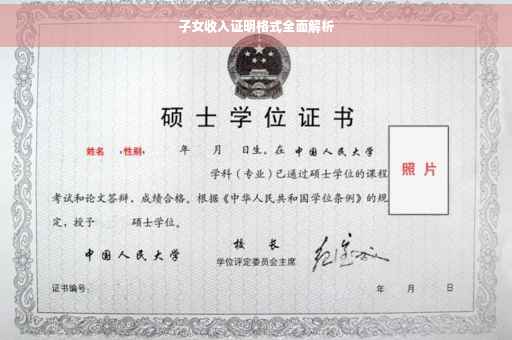 子女收入证明格式全面解析