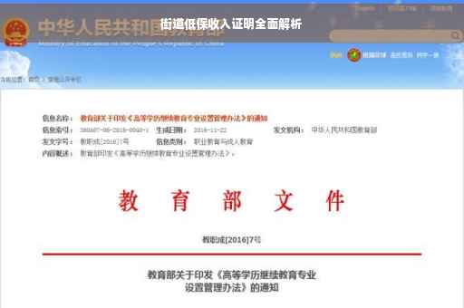 街道低保收入证明全面解析